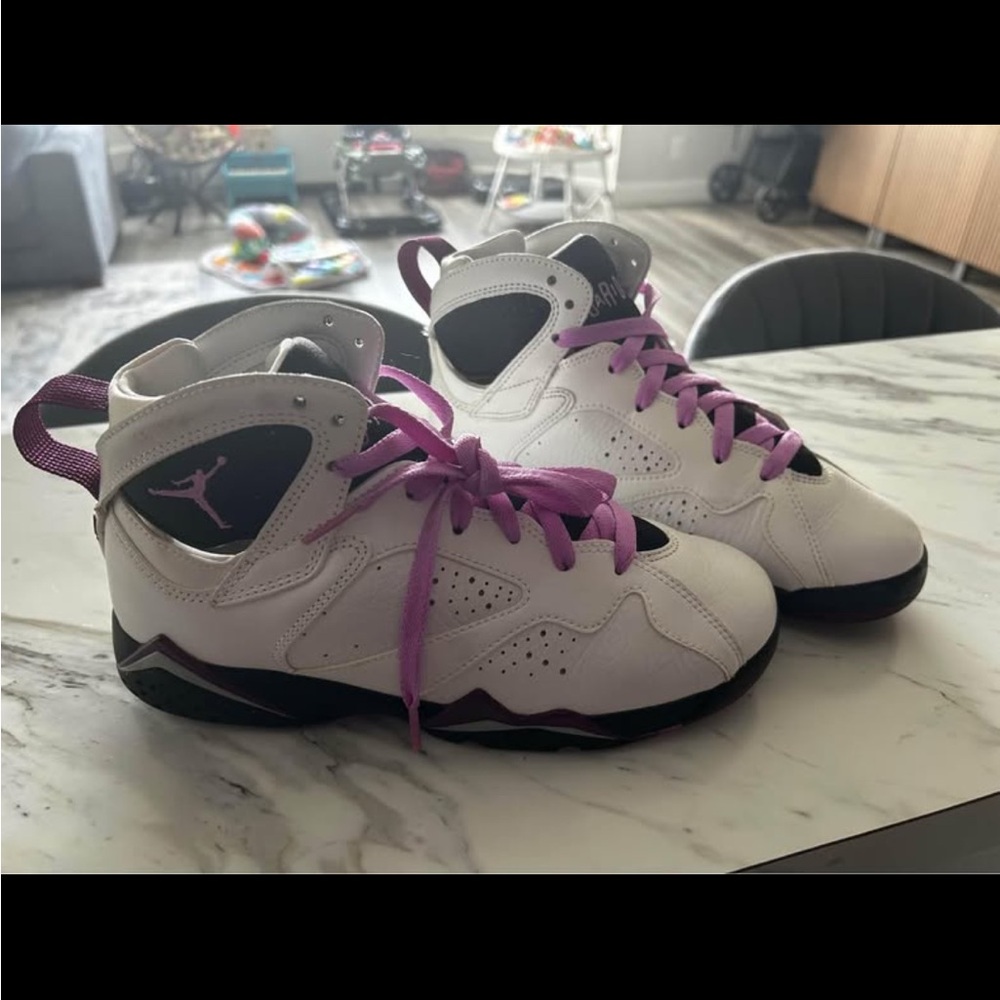 Jordan White and Purple High-Top Sneakers